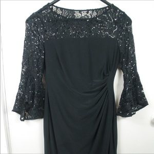 Black dress bell sleeves just above knee